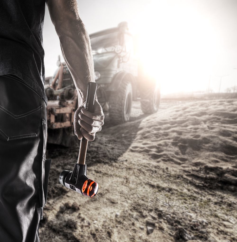 Produktbild SIMPLEX-Schonhammer, Gummikomposition / Plastik; mit Tempergussgehäuse und hochwertigem Holzstiel | D=30 mm | 3026.030 bild 4