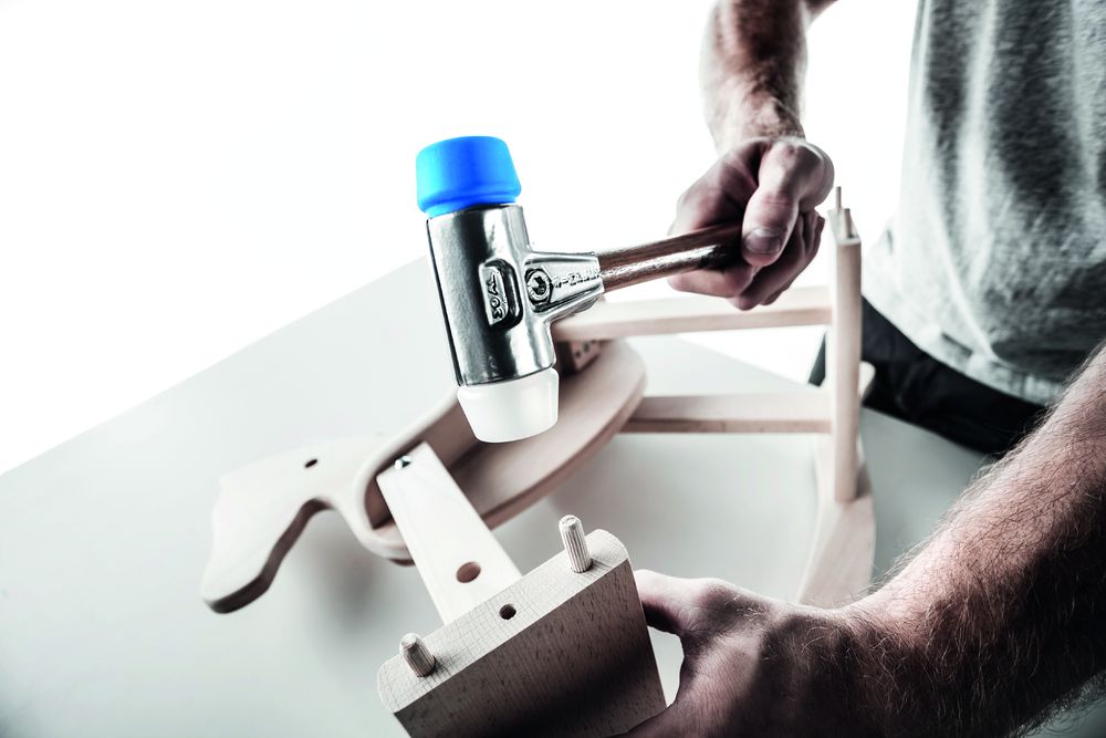 Produktbild SIMPLEX-Schonhammer, TPE-soft / Superplastik; mit Aluminiumgehäuse und hochwertigem Holzstiel | D=40 mm | 3117.040 bild 5