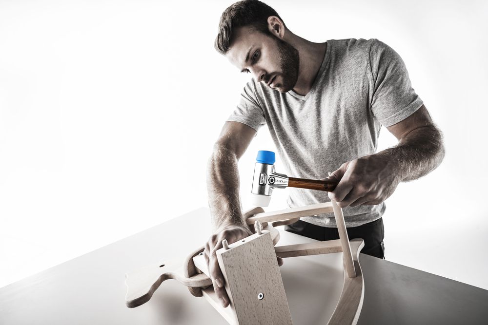 Produktbild SIMPLEX-Schonhammer, TPE-soft / Superplastik; mit Aluminiumgehäuse und hochwertigem Holzstiel | D=50 mm | 3117.050 bild 2