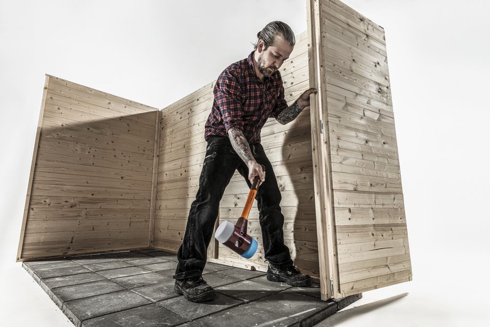 Produktbild SIMPLEX-Schonhammer, TPE-soft / TPE-mid; mit Tempergussgehäuse und hochwertigem Holzstiel | D=50 mm | 3013.050 bild 6