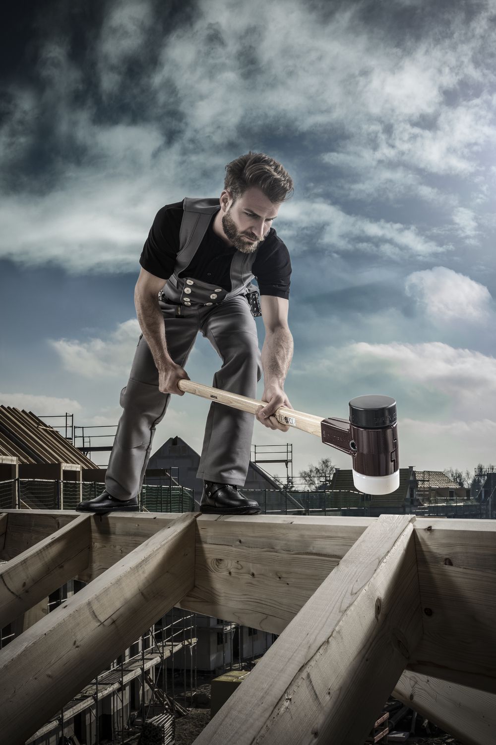 Produktbild SIMPLEX-Vorschlaghammer, Gummikomposition / Superplastik; mit Tempergussgehäuse und Hickorystiel | D=80 mm | 3027.081 bild 4