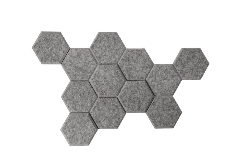 Produktbild Hammerbacher Akustik-Waben 12er Set H 17 x B 15 cm Filzoptik grau-meliert