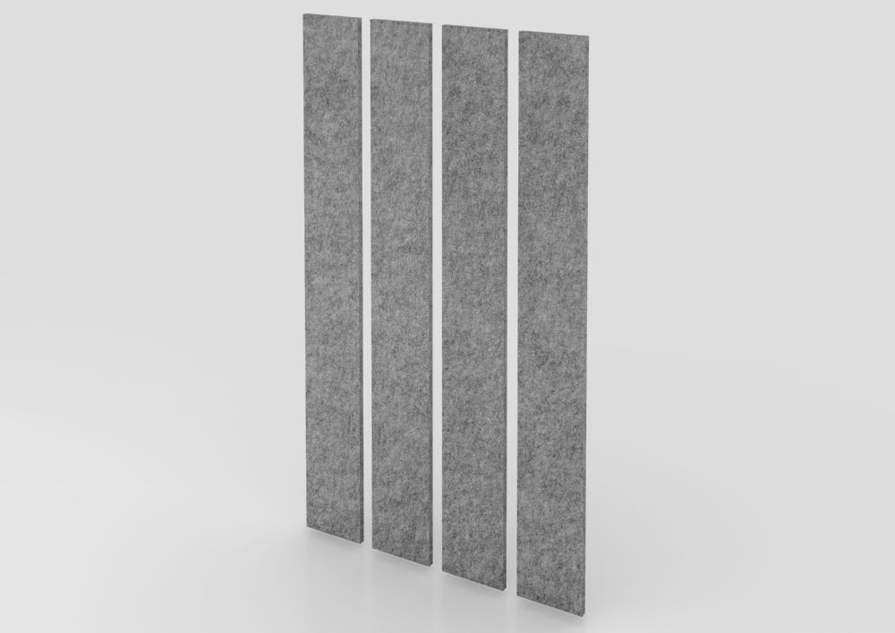 Produktbild Hammerbacher Akustik Wandpanel 200 x 25 cm grau 4 Stück