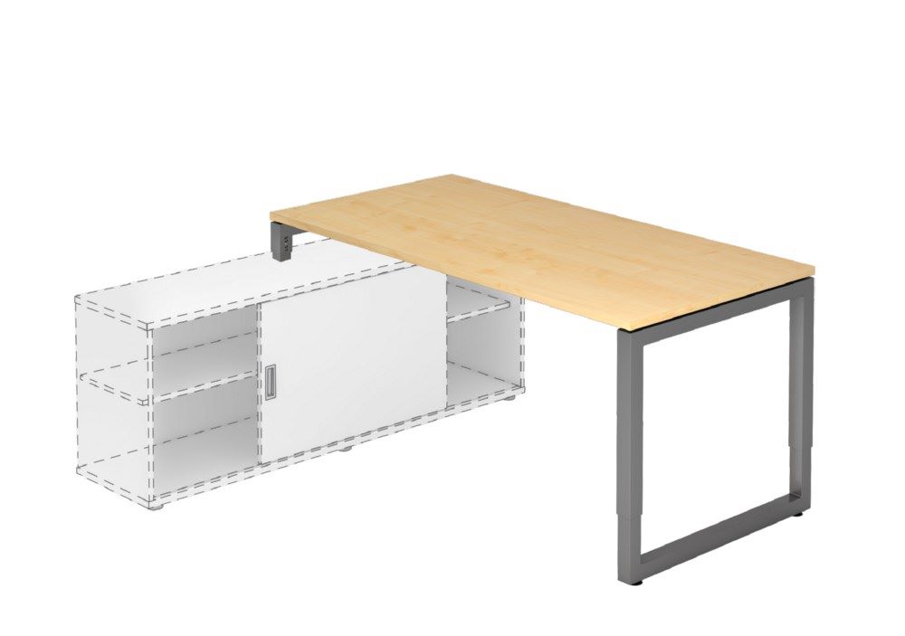 Produktbild Hammerbacher Anbauschreibtisch RSE16 O-Fuß eckig 160 x 80 cm Ahorn / Graphit