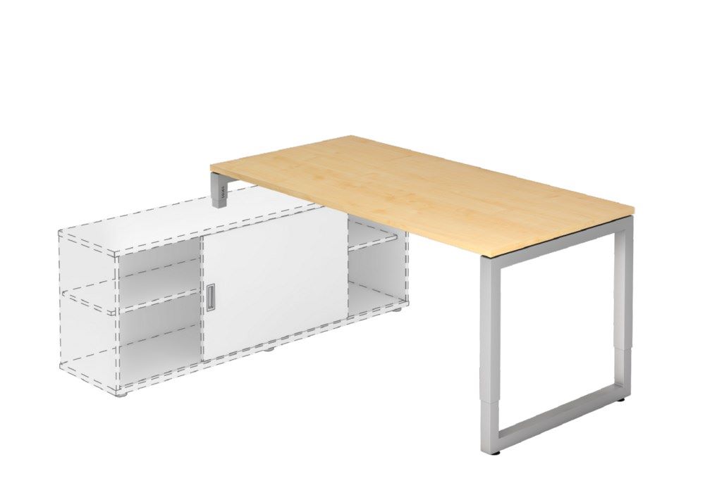 Produktbild Hammerbacher Anbauschreibti mit O-Fuß eckig 160 x 80 cm Ahorn