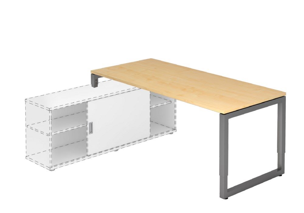 Produktbild Hammerbacher Anbauschreibtisch O-Fuß eckig 180 x 80 cm Ahorn / Graphit