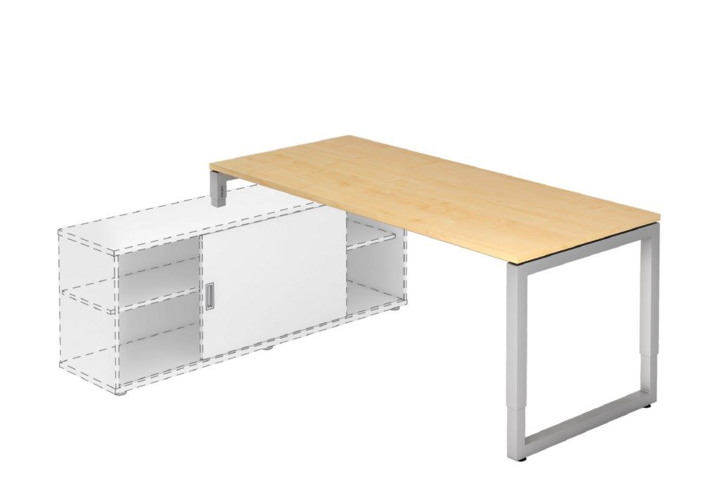 Produktbild Hammerbacher Anbauschreibtisch O-Fuß eckig 180 x 80 cm Ahorn