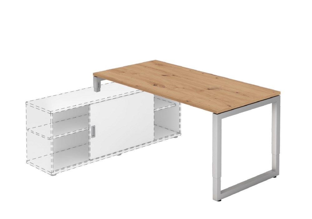 Produktbild Hammerbacher Anbauschreibtisch mit O-Fuß eckig 160 x 80 cm Asteiche