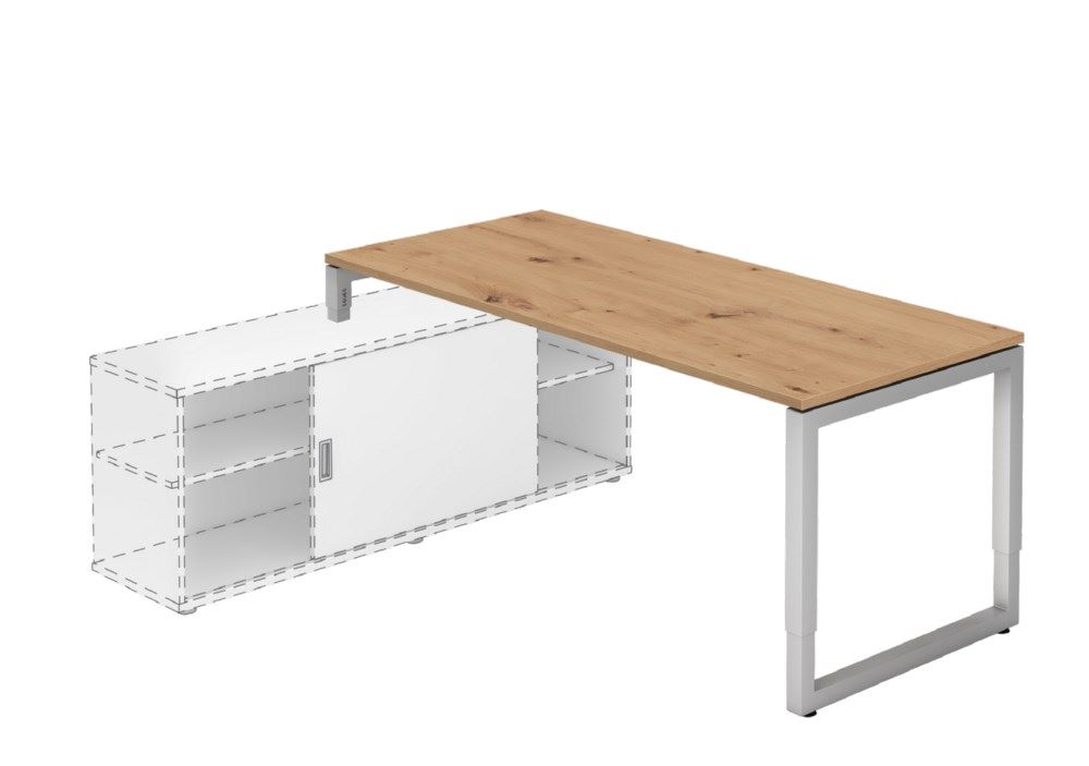 Produktbild Hammerbacher Anbauschreibtisch O-Fuß eckig 180 x 80 cm Asteiche