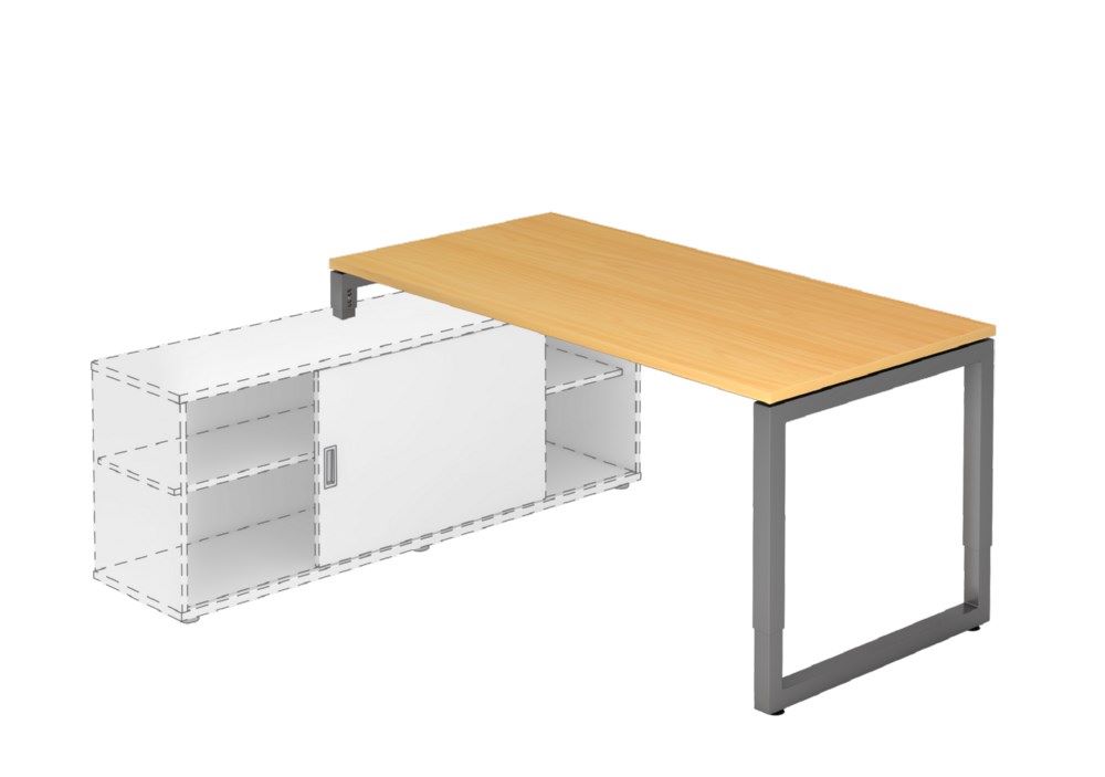 Produktbild Hammerbacher Anbauschreibtisch RSE16 mit O-Fuß eckig 160 x 80 cm Buche / Graphit