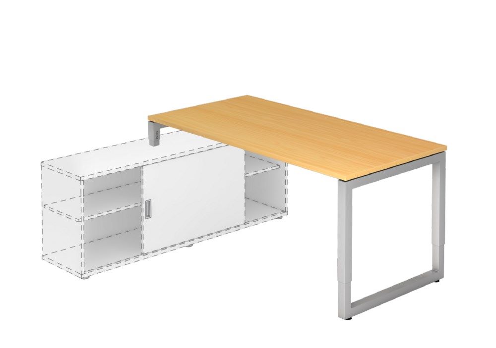 Produktbild Hammerbacher Anbauschreibtisch mit O-Fuß eckig 160 x 80 cm Buche