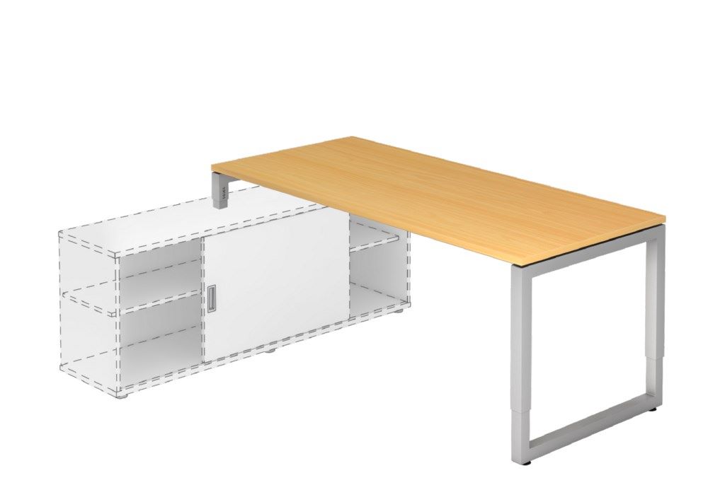 Produktbild Hammerbacher Anbauschreibtisch O-Fuß eckig 180 x 80 cm Buche