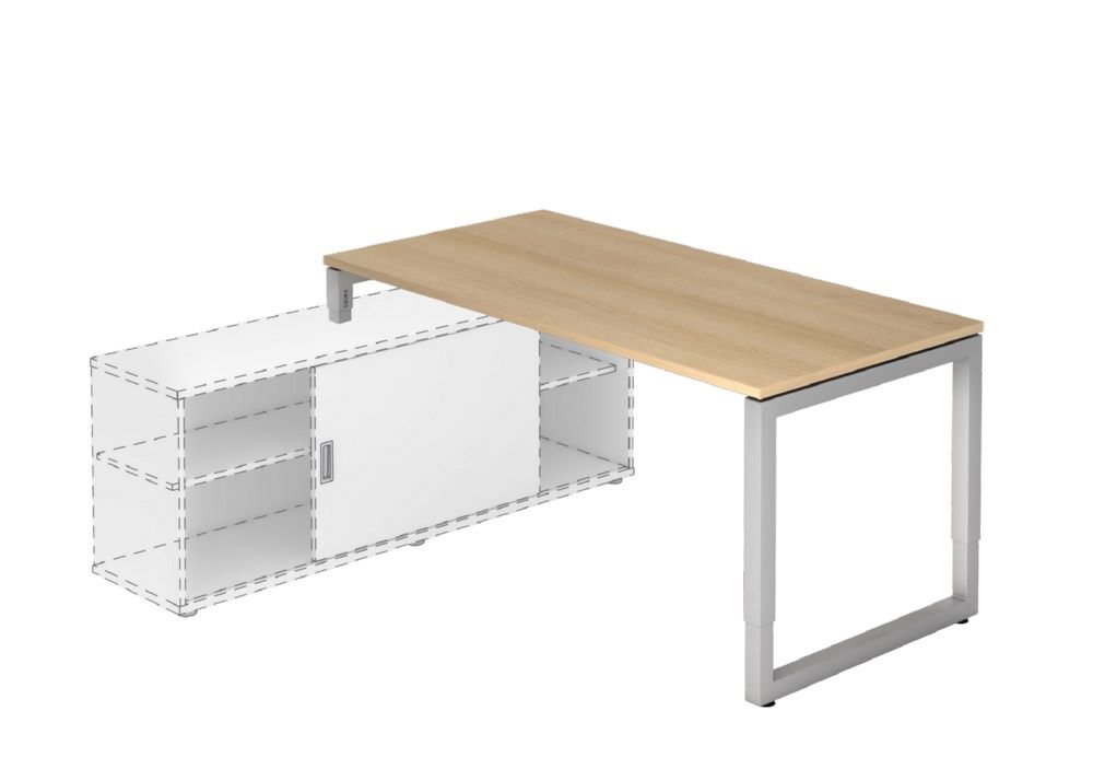 Produktbild Hammerbacher Anbauschreibtisch O-Fuß eckig 160 x 80 cm Eiche