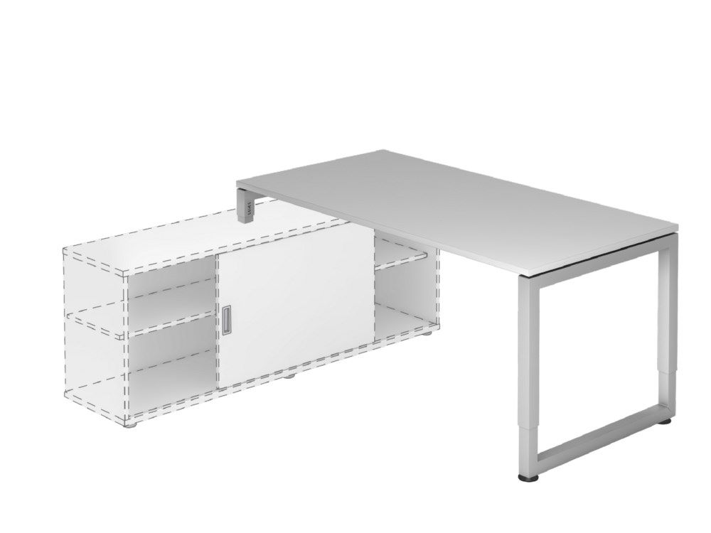 Produktbild Hammerbacher Anbauschreibtisch RSE16 mit O-Fuß eckig 160 x 80 cm Grau