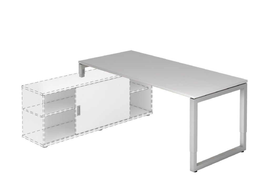 Produktbild Hammerbacher Anbauschreibtisch RSE19 mit O-Fuß eckig 180 x 80 cm Grau