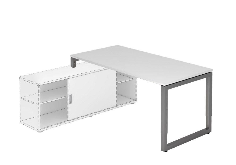 Produktbild Hammerbacher Anbauschreibtisch O-Fuß eckig 160 x 80 cm Weiß / Graphit