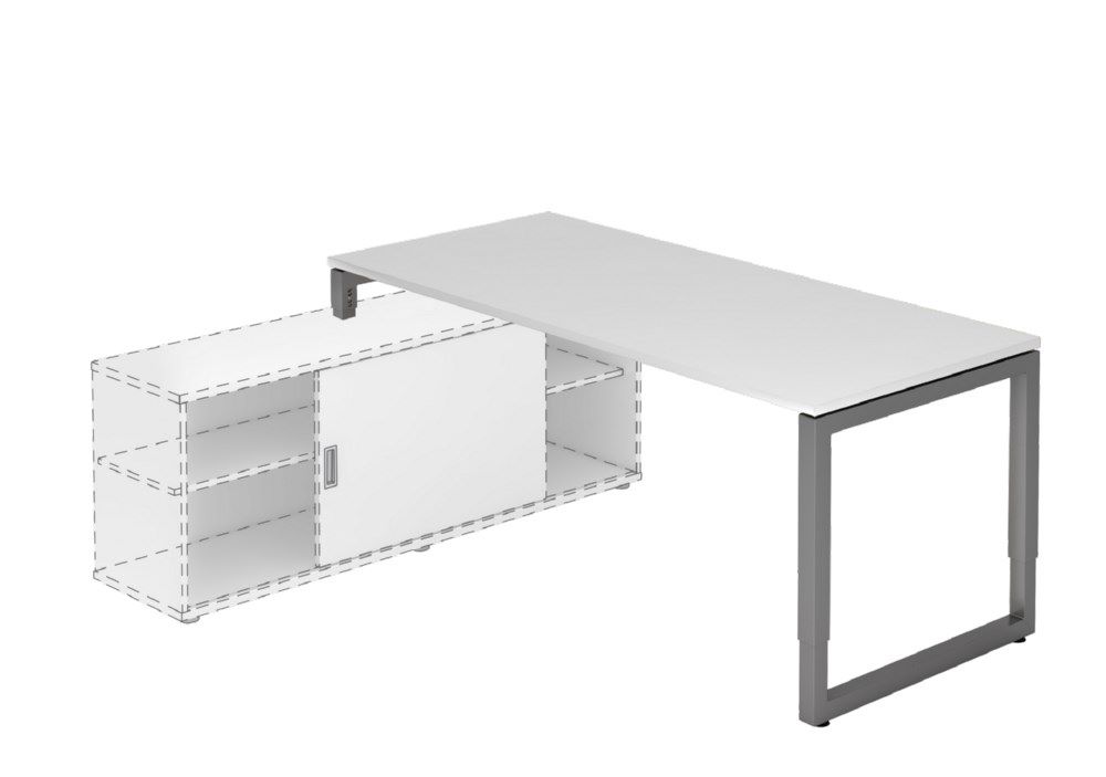Produktbild Hammerbacher Anbauschreibti O-Fuß eckig 180 x 80 cm Weiß / Graphit