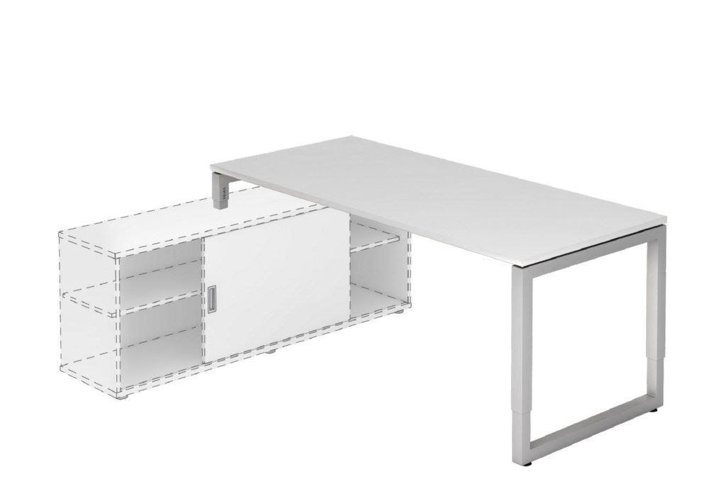 Produktbild Hammerbacher Anbauschreibtisch O-Fuß eckig 180 x 80 cm Weiß