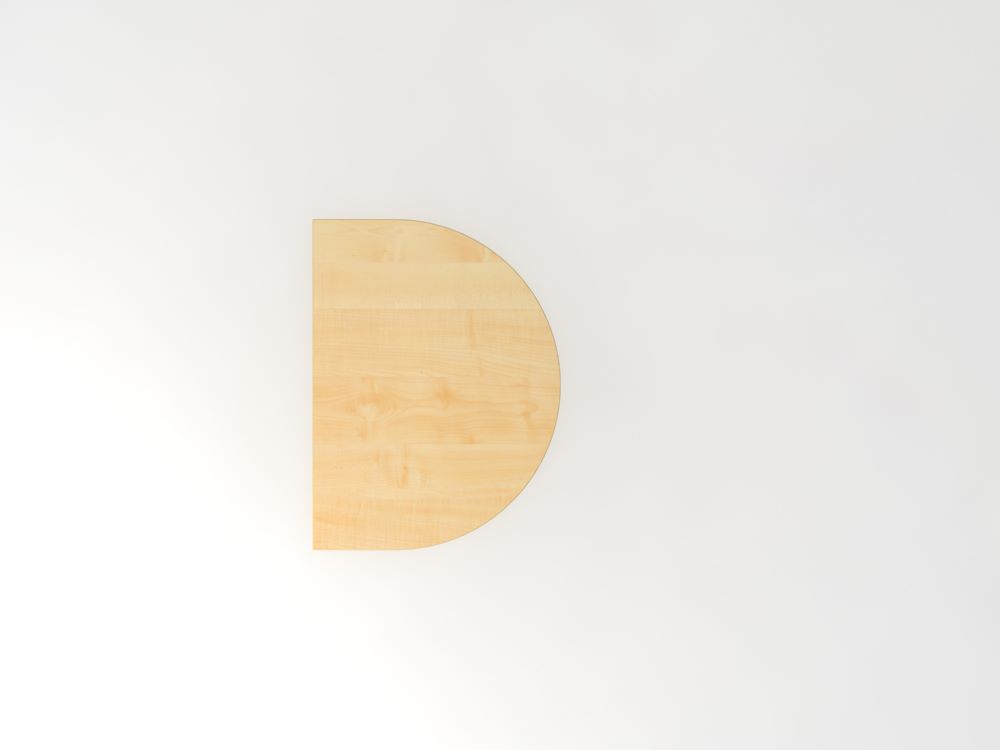 Produktbild Hammerbacher Anbautisch gerundet mit STF 60 x 80 cm Ahorn Silber