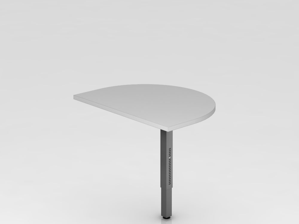 Produktbild Hammerbacher Anbautisch gerundet mit Stützfüßen eckig 60 x 80 cm Grau