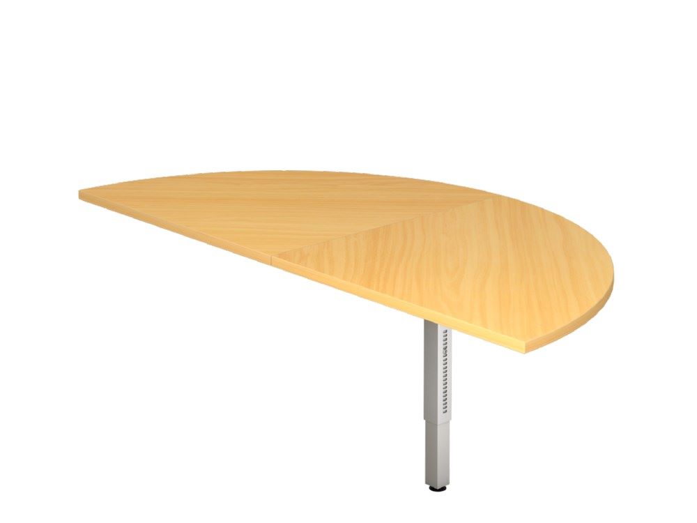 Produktbild Hammerbacher Anbautisch 2 x Viertelkreis / STF eckig 160 x 80 cm Buche / Silber