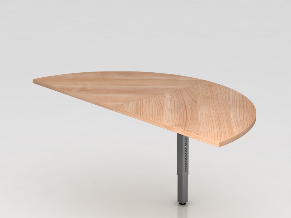 Produktbild Hammerbacher Anbautisch Nussbaum 2 x Viertelkreis Füße eckig Grau