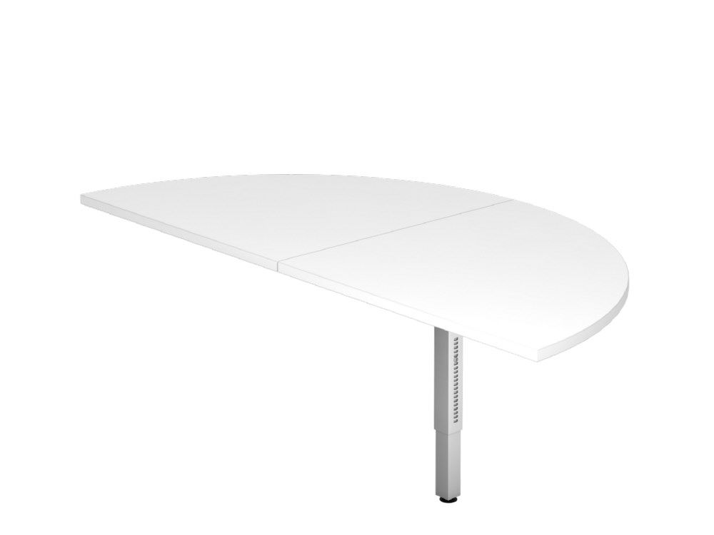 Produktbild Hammerbacher Anbautisch 2 x Viertelkreis STF eckig Weiß / Silber