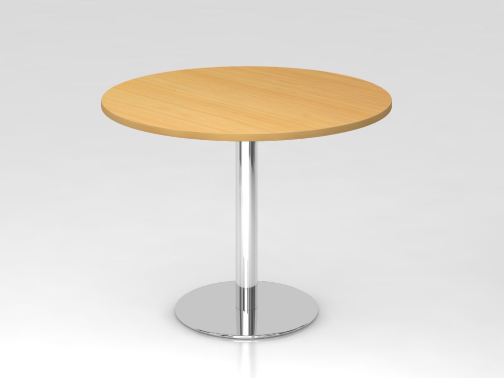 Produktbild Hammerbacher Besprechungstisch 100 cm rund Höhe 74,5 cm Buche Chrom