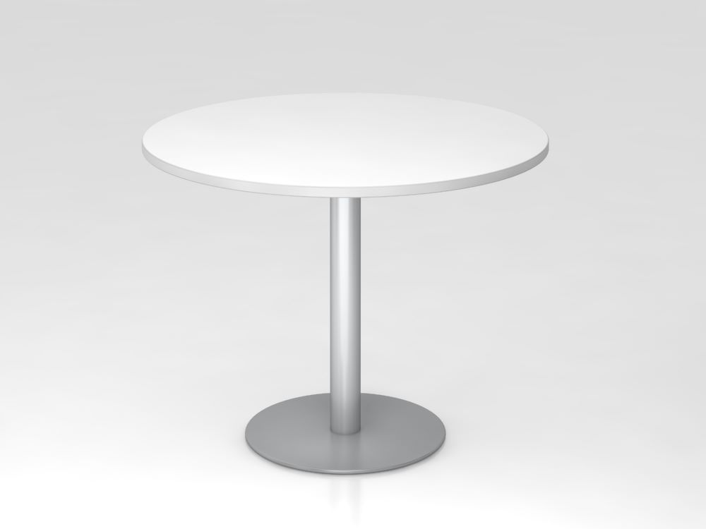 Produktbild Hammerbacher Besprechungstisch 100 cm rund Höhe 74,5 cm Weiß Silber
