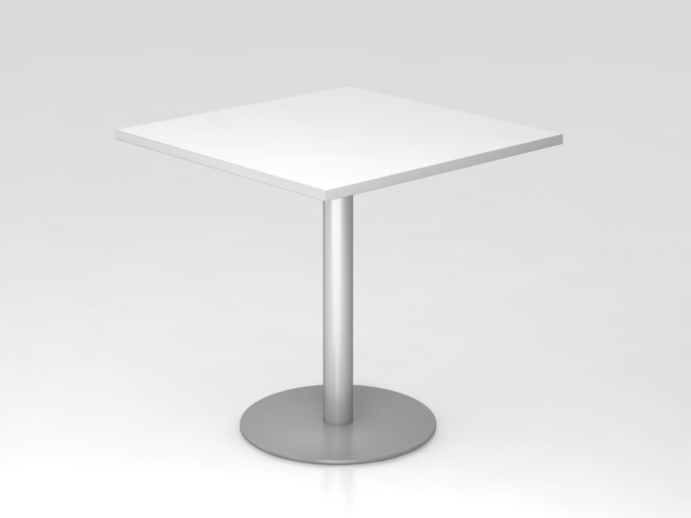 Produktbild Hammerbacher Besprechungstisch 80 x 80 cm Höhe 74,5 cm Weiß Silber