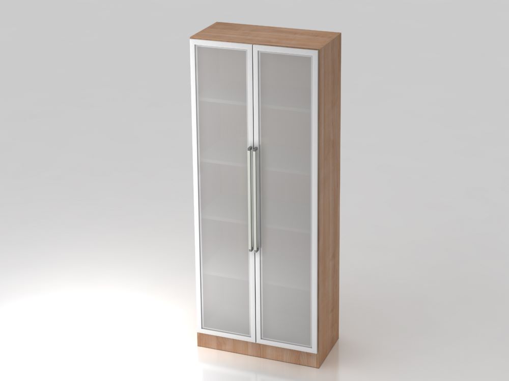 Produktbild Hammerbacher Glastürenschrank 80 x 42 x 200,4 cm 5OH CE Farbe Nussbaum Silber