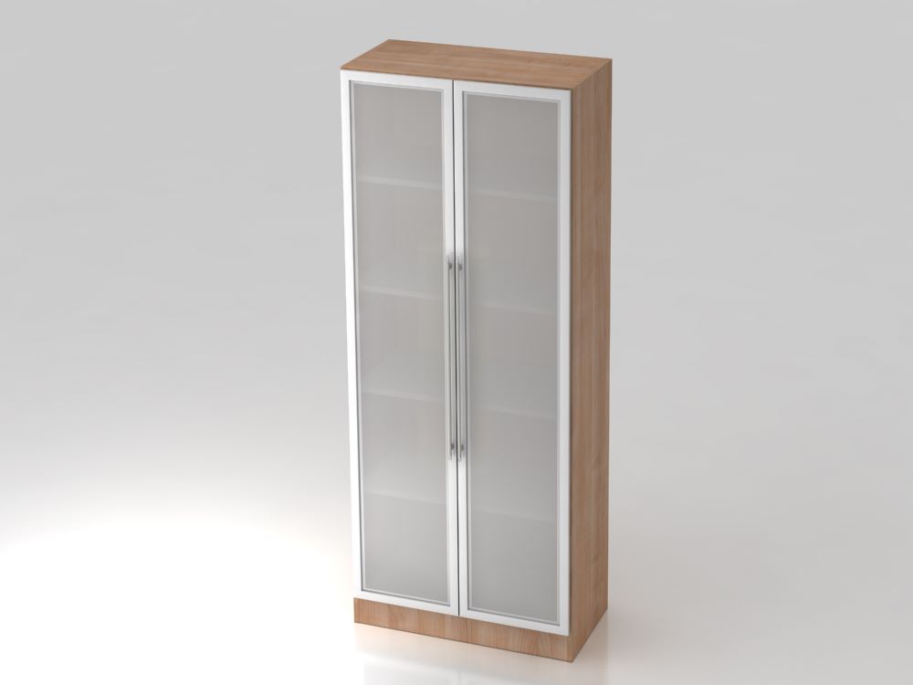 Produktbild Hammerbacher Glastürenschrank 80 x 42 x 200,4 cm 5OH RE Farbe Nussbaum Silber