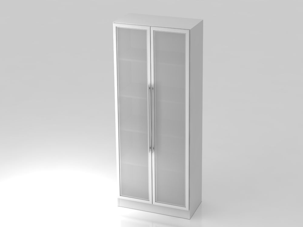 Produktbild Hammerbacher Glastürenschrank 80 x 42 x 200,4 cm 5OH RE Farbe Weiß Silber