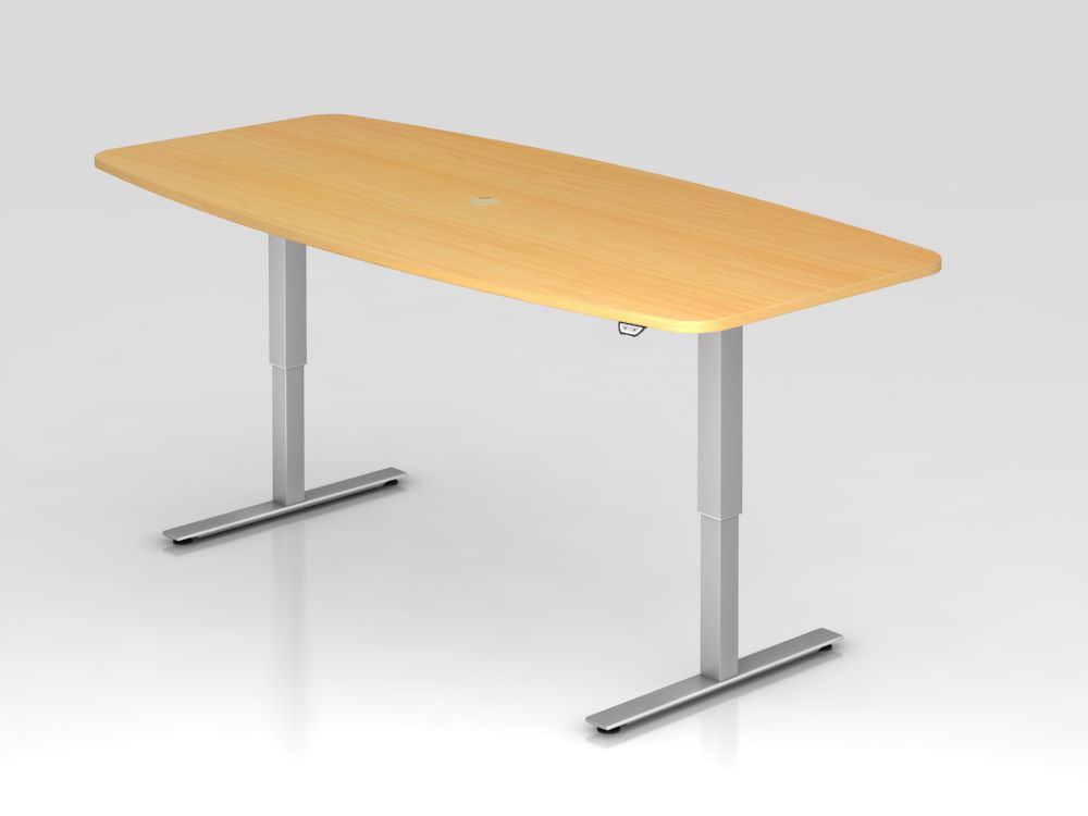 Produktbild Hammerbacher Konferenztisch in Buche mit Tastschalter Höhe verstellbar
