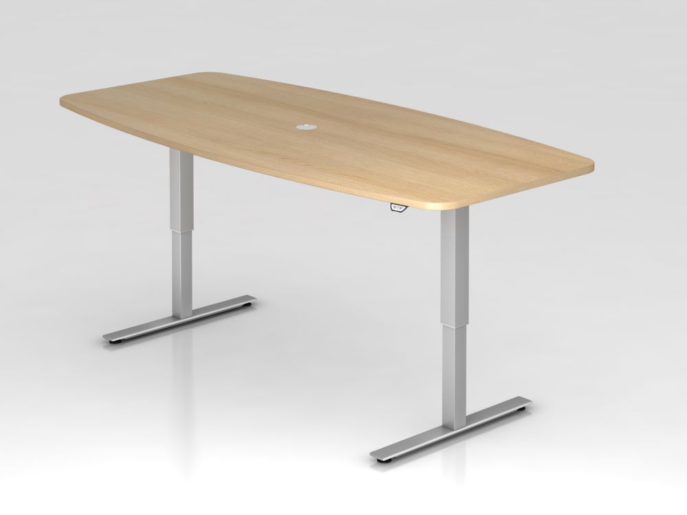 Produktbild Hammerbacher Konferenztisch Eiche mit Tastschalter Höhe verstellbar