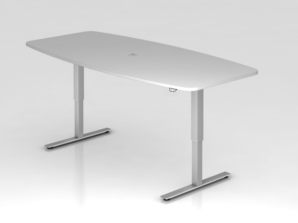 Produktbild Hammerbacher Konferenztisch in Grau mit Tastschalter Höhe verstellbar