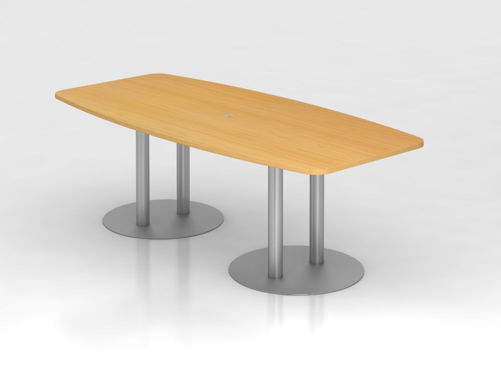 Produktbild Hammerbacher Konferenztisch Buche 220 cm mit Säulenfuß Silber