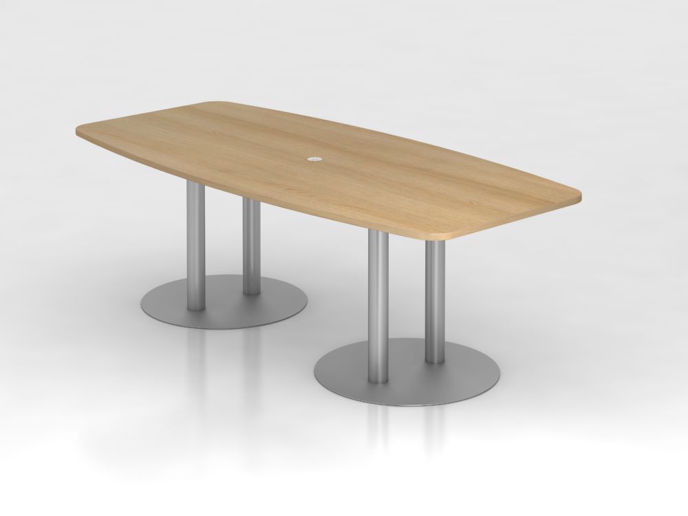 Produktbild Hammerbacher Konferenztisch Eiche 220cm mit Säulenfuß Silber