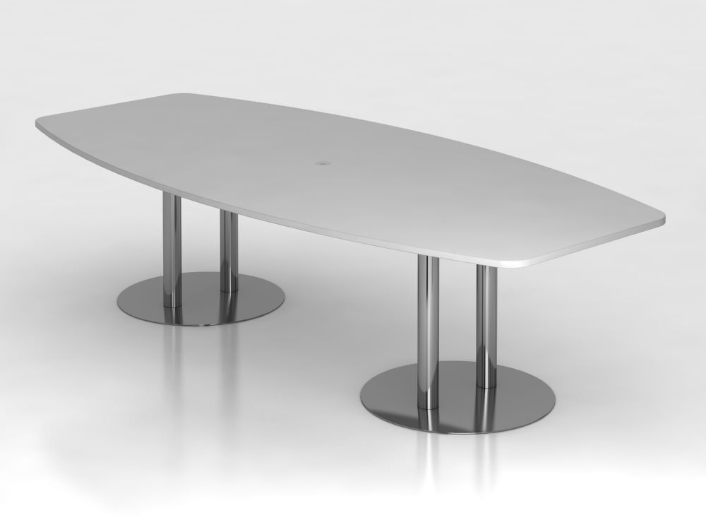 Produktbild Hammerbacher Konferenztisch Grau 280 cm mit Säulenfuß Chrom