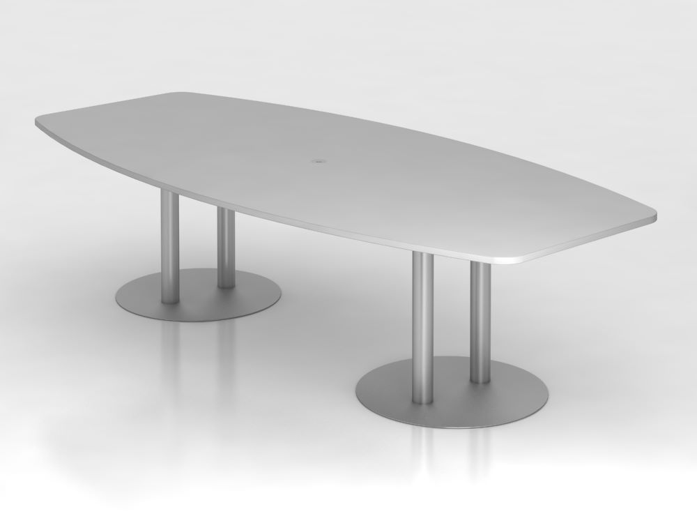 Produktbild Hammerbacher Konferenztisch Grau 280 cm mit Säulenfuß Silber
