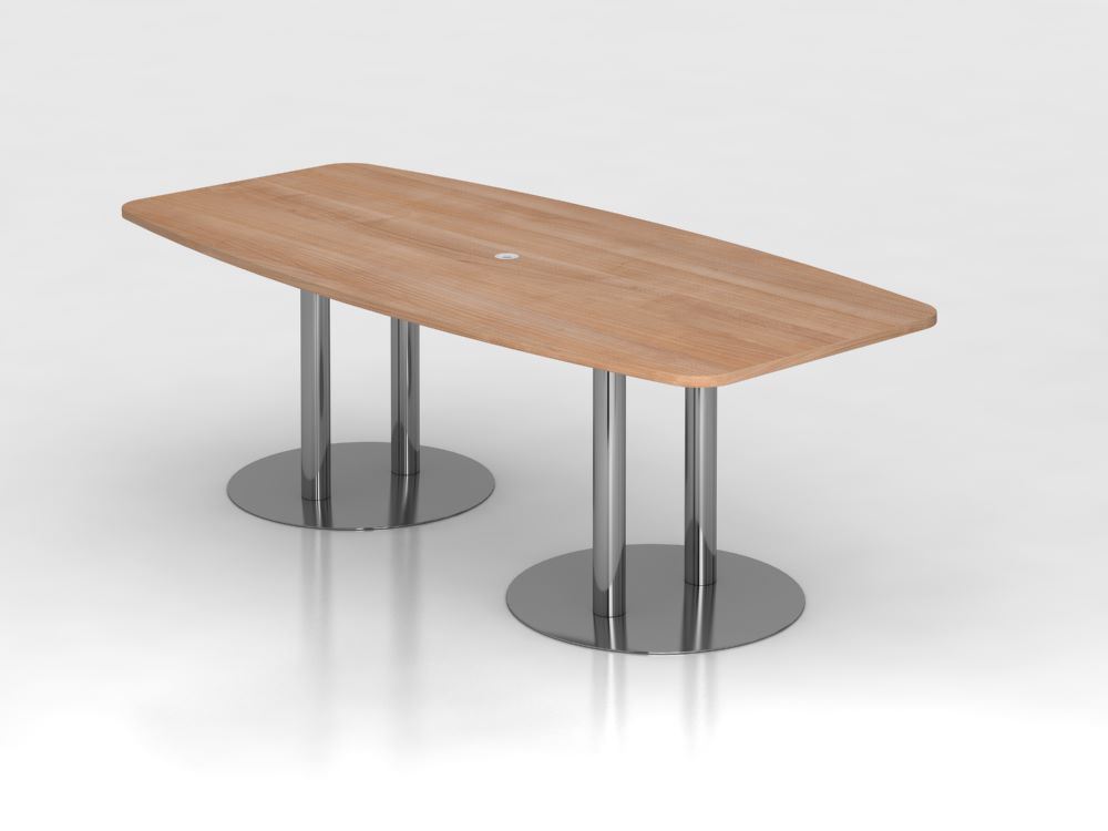 Produktbild Hammerbacher Konferenztisch Nussbaum 220cm mit Säulenfuß Chrom