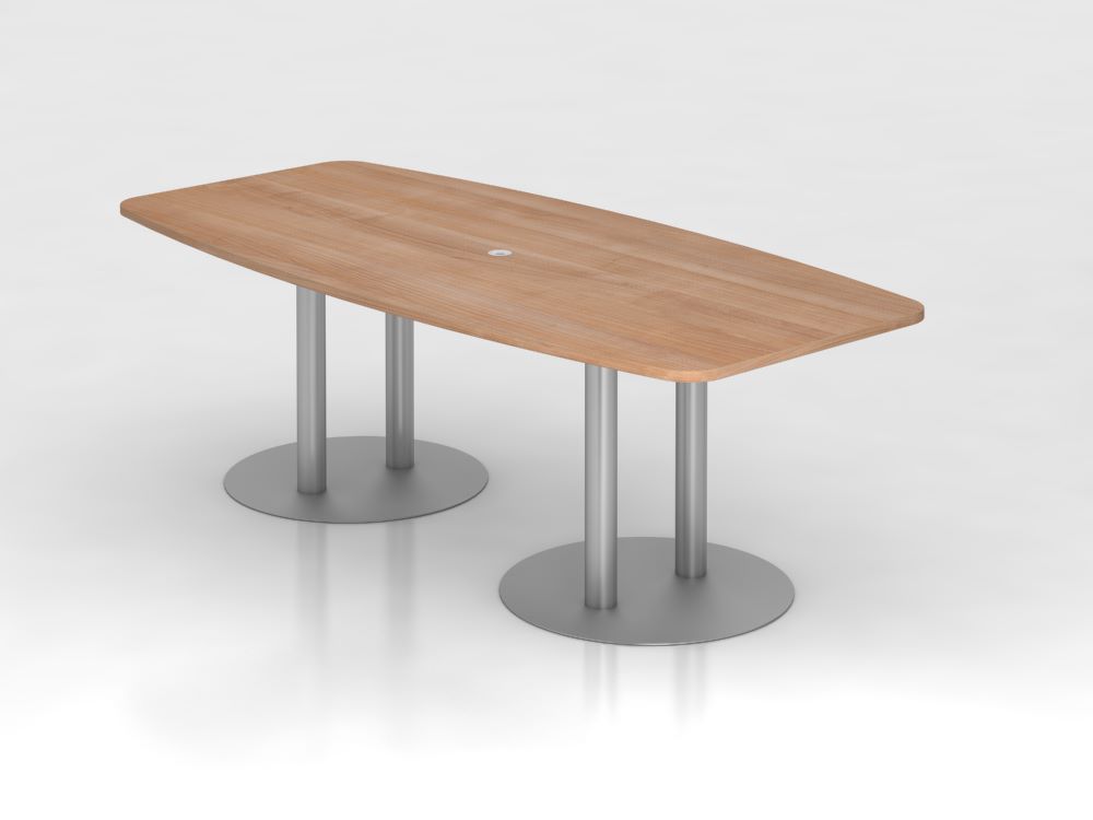 Produktbild Hammerbacher Konferenztisch Nussbaum 220 cm mit Säulenfuß Silber