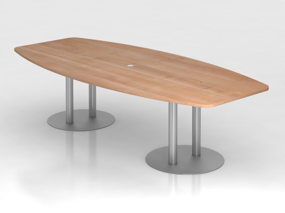Produktbild Hammerbacher Konferenztisch in Nussbaum 280 cm mit Säulenfuß Silber