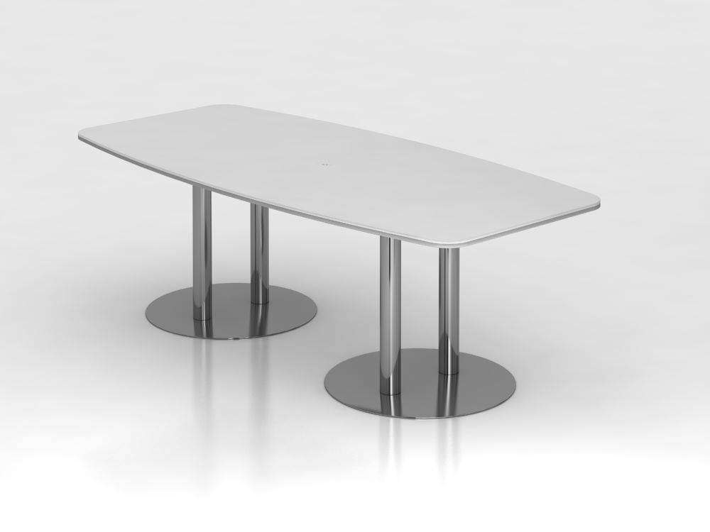 Produktbild Hammerbacher Konferenztisch Weiß 220 cm mit Säulenfuß Chrom