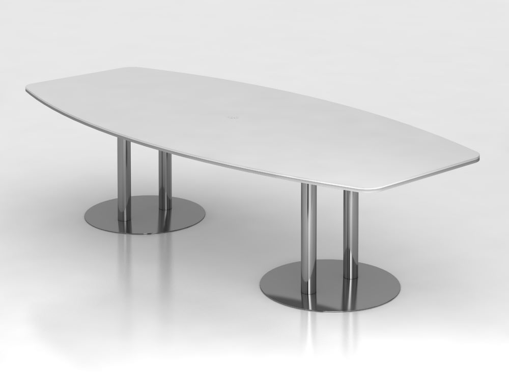 Produktbild Hammerbacher Konferenztisch in Weiß 280 cm mit Säulenfuß Chrom