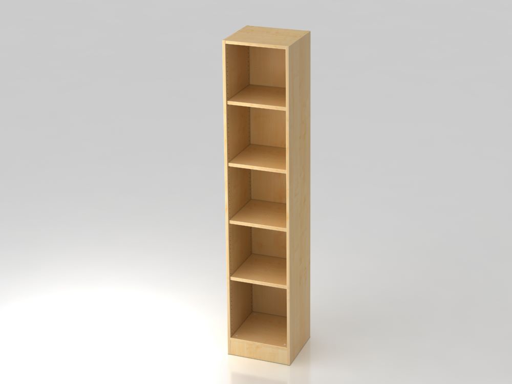 Produktbild Hammerbacher Regal schmal 5OH mit Sockelblende in Ahorn 40,6 x 40 x 200,4 cm