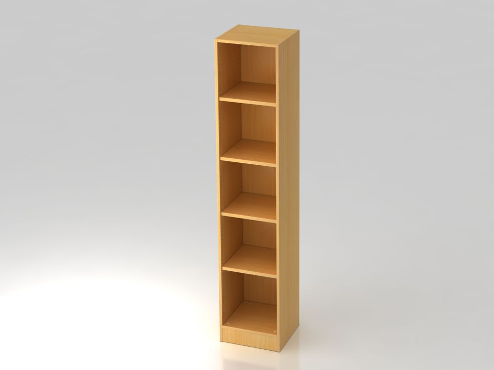 Produktbild Hammerbacher Regal schmal 5OH 40,6 x 40 x 200,4 cm mit Sockelblende Buche