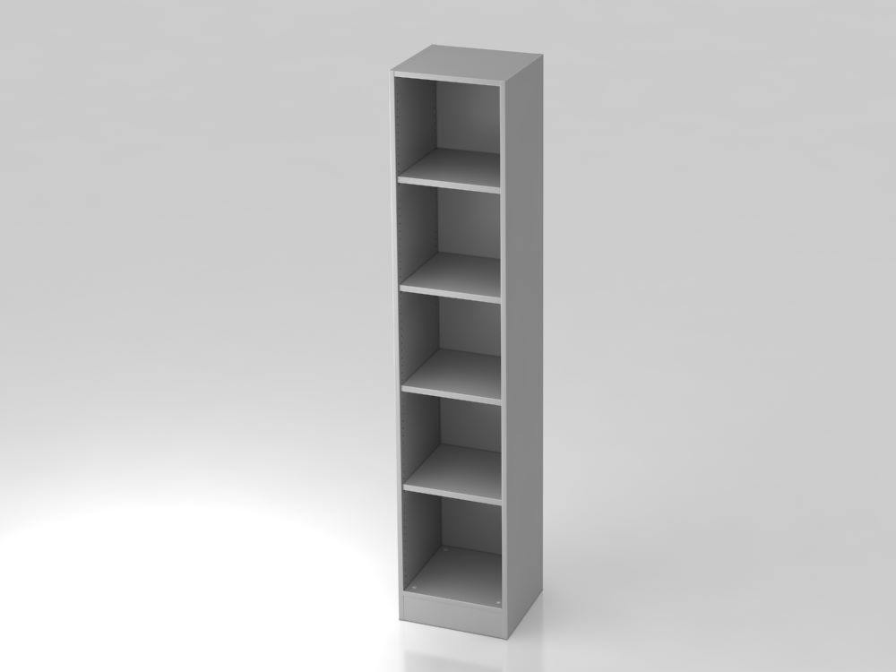 Produktbild Hammerbacher Regal schmal 5OH 40,6 x 40 x 200,4 cm mit Sockelblende in Grau