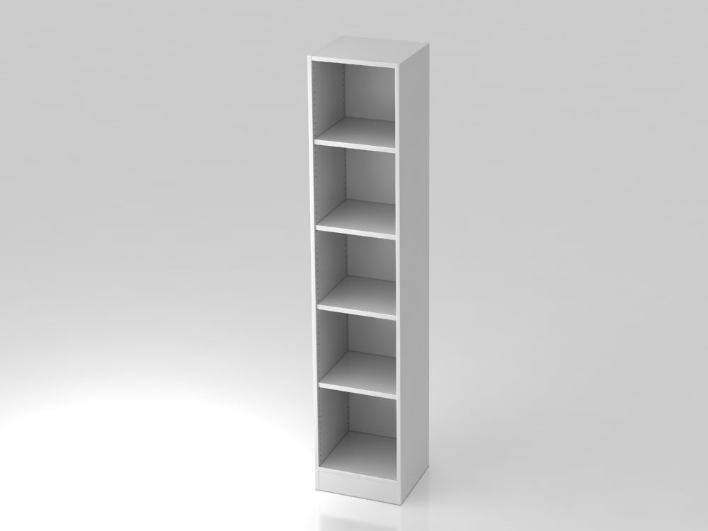 Produktbild Hammerbacher Regal schmal 5OH 40,6 x 40 x 200,4 cm mit Sockelblende Weiß