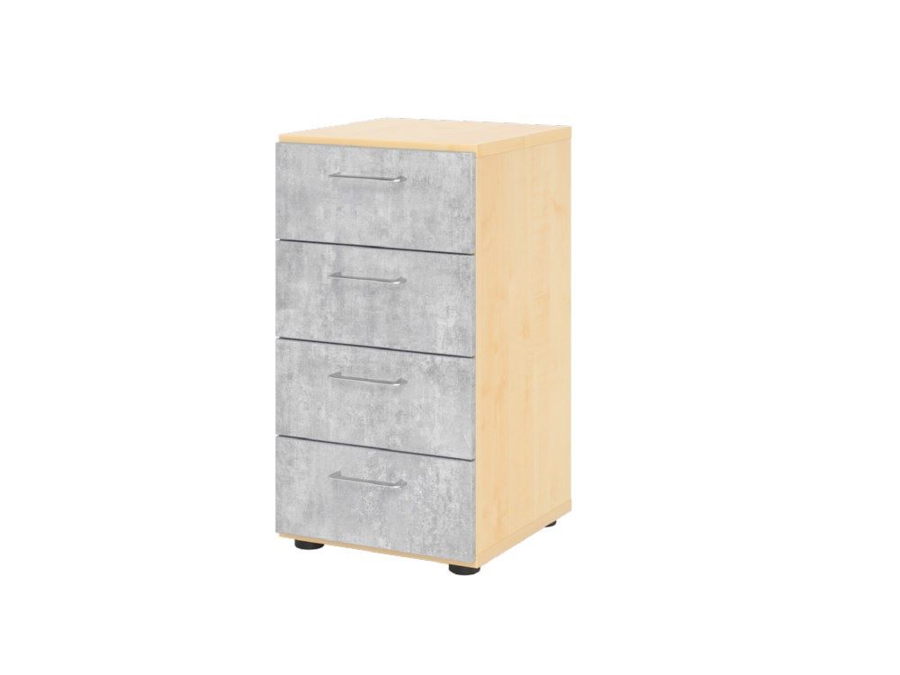 Produktbild Hammerbacher Regal 2OH 4 Schubkästen Metallgriff BS Ahorn/Beton